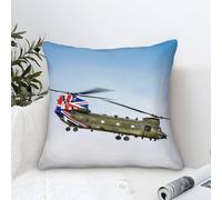 LILIlaobiao Housses De Coussin Chinook with The Union Jack Hélicoptère Militaire - 40x40cm - Décoration pour Canapé, Salon