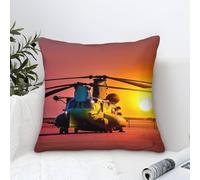 LILIlaobiao Housses The Coussin Chinook Under The Sunset 40x40cm, Extérieur Hélicoptère Militaire Moderne Decoration Canapé Coussin Décoratif pour Salon De Jardin Patio Chambre Maison Décor