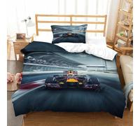 LILIlaobiao Microfibre Douce BullRacing Formule 1 Linge De Lit Hypoallergénique Formula Racing Modèle Housse De Couette Confortable Literie Lavable Parure De Lit Résistant À l'usure Single（135x200cm）