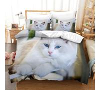 LILIlaobiao Pussy Cat Aide Au Sommeil Literie Finesse Chaton Comfort Cover Lavable Luxe Parure De Lit Chaleur Linge De Lit Hygroscopique Microfibre Housse De Couette King（220x240cm）