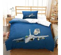 LILIlaobiao Rafale Avion de Combat Parure De Lit Single（135x200cm）, Porte-Avions Housse De Couette en Microfibres, Linge De Lit De Luxe pour Adultes Enfants