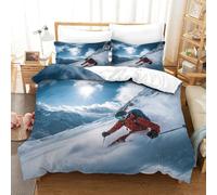 LILIlaobiao Respirant Ski Alpin Parure De Lit Aide Au Sommeil, Freestyle Skiing Housse De Couette Double（200x200cm）, Confortable Linge De Lit Hypoallergénique pour Garçons Filles