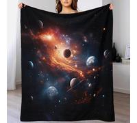 LILIlaobiao Velvet Touch Cosmic Planets Couverture Jaune Ocre 50x60inch(127x152cm), Univers Couverture Sherpa Polaire - Confort Classique Canapé/Lit