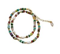 Lilinzhi Bijoux de perles d'eau douce exquis collier rond bijoux décoration collier perles rondes, taille unique, Comme décrit