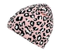 Lilinzhi Bonnet en laine avec imprimé léopard - Chaud - Coupe-vent - Pour activités de plein air, rose, Taille unique