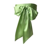 Lilinzhi Ceinture à ruban à la mode large ceinture décorative longue ceinture pour les tenues de mariage et de fête 250 cm de long avec nœud papillon, vert clair, taille unique