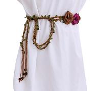 Lilinzhi Ceinture bohémienne pour femme - Trou réglable - Tissée - Fleur - Ceinture d'été - Ceinture fine tressée, z, taille unique