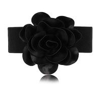 Lilinzhi Ceinture de taille à fleurs pour robe - Ceinture décorative florale - Ceinture élastique large - Ceinture extensible, Noir, taille unique