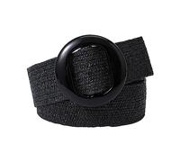 Lilinzhi Ceinture élastique tressée en paille pour robe de femme, style bohème vintage, Noir, taille unique