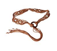 Lilinzhi Ceinture tressée vintage pour femme - Ceinture fine tissée bohème - Décoration pour robe de chemise - Corde de taille, BN, taille unique
