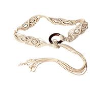 Lilinzhi Ceinture tressée vintage pour femme - Ceinture fine tissée bohème - Décoration pour robe de chemise - Corde de taille, beige, taille unique