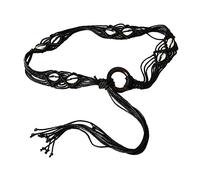 Lilinzhi Ceinture tressée vintage pour femme - Ceinture fine tissée bohème - Décoration pour robe de chemise - Corde de taille, Noir, taille unique