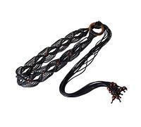 Lilinzhi Ceintures à pompons en perles pour femme, ceinture tressée élastique style bohème, ceinture tressée pour femme, robe, chemise, ceinture à la taille, Noir, taille unique