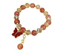 Lilinzhi Chaîne de main élégante en forme de papillon coloré avec perles et cordon élastique pour femme, taille unique, Comme décrit