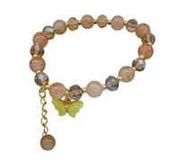 Lilinzhi Chaîne de main élégante en forme de papillon coloré avec perles et cordon élastique pour femme, taille unique, Comme décrit