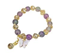 Lilinzhi Chaîne de main élégante en forme de papillon coloré avec perles et cordon élastique pour femme, taille unique, Comme décrit