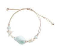 Lilinzhi Chaîne de plage faite à la main en forme d'étoile de mer conque avec perles en céramique et cordon tissé Accessoires de vacances de plage empilables, taille unique, Comme décrit