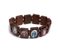 Lilinzhi Chapelet en bois élastique coloré perles catholiques jonc religieux dieux saints dévotion