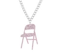 Lilinzhi Collier avec pendentif de chaise à paillettes en acrylique - Boucles d'oreilles pliantes simples - Chaîne de clavicule - Bijoux bizarres - Drôle de paillettes - Pliable pour femme - Tendance