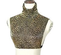 Lilinzhi Demi-chemise d'automne à col roulé amovible pour femme, haut court vintage imprimé léopard, faux col, pull décoratif pour débardeur, col roulé pour femme, a, M