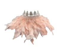 Lilinzhi Écharpe d'épaule réglable adaptée pour les femmes et les hommes lors de fêtes d'Halloween, banquets médiévaux, châle vintage capelet à plumes pour femmes, cape de carnaval, Poudre de viande
