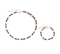 Lilinzhi Ensemble collier de perles en bois de noix de coco et ensemble d'accessoires portables pour femmes à la mode vêtements décontractés faits à la main accessoires tissés