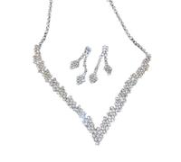 Lilinzhi Ensemble d'accessoires en oxyde de zirconium avec collier et boucles d'oreilles pour fêtes et mariages, accessoires élégants à porter au quotidien, taille unique, Comme décrit, Comme décrit.