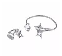 Lilinzhi Ensemble de bagues réglables en pierres de lune et d'étoiles pour femmes à la mode