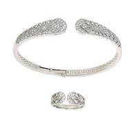 Lilinzhi Ensemble de bijoux délicats modernes avec anneaux ouverts, bracelets de mariée, texture en alliage pour une tenue sophistiquée unique, taille unique, Comme décrit, Comme décrit.