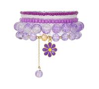 Lilinzhi Ensemble de bracelets élastiques multicouches avec breloques florales tendance avec pampilles pour femmes et filles élégantes, bijoux en résine et cristal, taille unique, Comme décrit