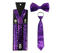 Lilinzhi Ensemble de bretelles à paillettes avec nœud papillon et bretelles réglables avec clip en métal pour fête de mariage, Pl, taille unique