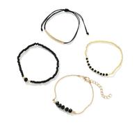 Lilinzhi Ensemble de perles d'imitation en cristal noir élégant pour femme longueur réglable