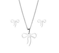 Lilinzhi Ensemble élégant collier et boucles d'oreilles avec nœud papillon pour un usage quotidien, rendez-vous, fêtes, petites boucles d'oreilles délicates, taille unique, Comme décrit, Comme décrit.
