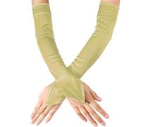 Lilinzhi Gants de bal de fin d'année, de scène, de fête, costume pour femme, événement formel, gants sans doigts, kaki, taille unique