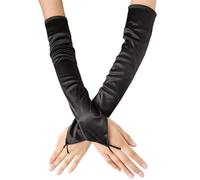 Lilinzhi Gants de bal de fin d'année, de scène, de fête, costume pour femme, événement formel, gants sans doigts, Noir , taille unique