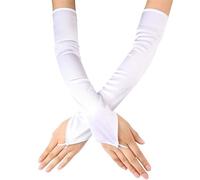 Lilinzhi Gants de bal de fin d'année, de scène, de fête, costume pour femme, événement formel, gants sans doigts, blanc, taille unique