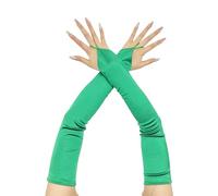 Lilinzhi Gants de dîner de soirée avec satin pour femmes et filles thème années 1920 danse musicale gants longs pour femmes, vert foncé, taille unique