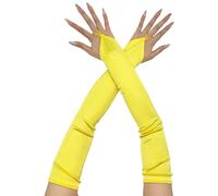 Lilinzhi Gants de dîner de soirée avec satin pour femmes et filles thème années 1920 danse musicale gants longs pour femmes, jaune, taille unique
