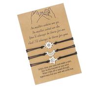 Lilinzhi Lot de 3 bracelets d'amitié faits à la main sur le thème de la lune, du soleil, des étoiles, cordon réglable pour meilleur ami, meilleur ami