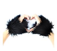 Lilinzhi Manchettes en fausse fourrure pour femme - Manchettes courtes en fourrure - Protection de poignet d'hiver en peluche élastique - Sans doigts - Avec trou pour le pouce - Gants longs - Mitaines