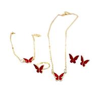 Lilinzhi Parure de bijoux papillon élégante avec anneaux assortis pour les trajets quotidiens et les occasions spéciales Pendentif papillon tendance, taille unique, Comme décrit, Comme décrit.