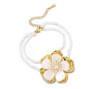 Lilinzhi Perles de fleurs délicates avec longueur réglable pour un ajustement confortable, portable pour les femmes à la mode, accessoire de poignet réglable, taille unique, Comme décrit