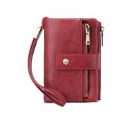 Lilinzhi Portefeuille à trois volets en cuir pour femme avec dragonne et porte-cartes de crédit à trois volets, b