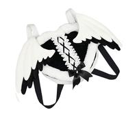 Lilinzhi Sac à dos en forme de cœur des années 2000 en peluche avec aile amovible pour le quotidien, les voyages, les accessoires de cosplay, sac à bandoulière en peluche, Noir , taille unique