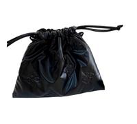 Lilinzhi Sac à main tendance en polyuréthane avec nœud papillon sophistiqué en polyuréthane avec fermeture à cordon de serrage pour femmes et filles Fermeture réglable, Noir , Taille unique