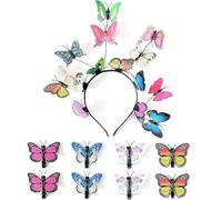 Lilinzhi Serre-tête papillon coloré pour fille réaliste - Accessoire de fête - Accessoire de déguisement pour carnaval