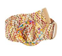 Lilinzhi Vintage Bohème Paille Tressée Large Ceinture pour Femmes Coloré Boucle Dames Robe Ceinture Femme Sangle Accessoires, a, taille unique