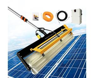 lilishangmao Brosse Électrique De Nettoyage pour Panneaux Solaires, Kit De Perche Télescopique À Eau - Brosse À Rouleau De 60 cm, Batterie 29 Ah/avec Fil, Raclette Arrière en Silicone Dualpower-12m