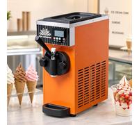 lilishangmao Machine à Glace Automatique, Machine à Glace Soft de Comptoir avec Panneau LCD Intelligent, Pré-Refroidissement, Dureté Réglable et Débit 4-5L/H pour Café et Restaurant Orange