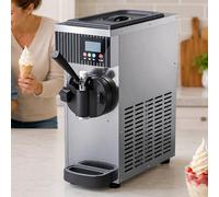 lilishangmao Machine à Glace de Comptoir Commerciale, Machine à Crème Glacée Soft avec Bac 2,5L, Cylindre 1L, Écran LCD et Nettoyage Auto pour Snack Station et Food Truck INOX